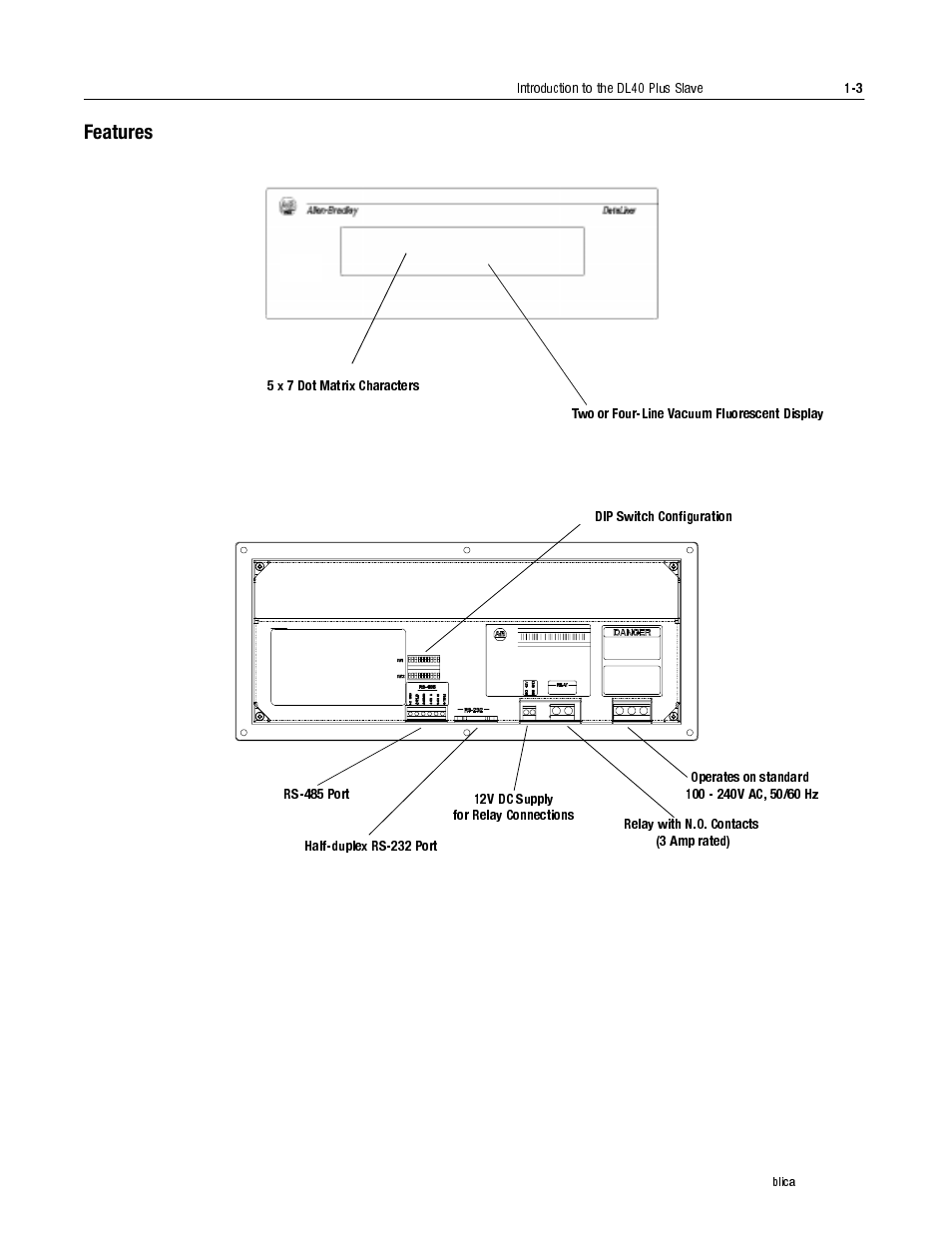 Features, Features -3 | Rockwell Automation 2706-LV2S_LV4S DL40 PLUS SLAVE USER MANUAL User Manual | Page 12 / 60