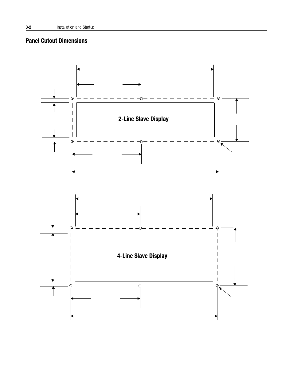 Panel cutout dimensions, Panel cutout dimensions -2, Line slave display | Rockwell Automation 2706-LV2S_LV4S DL40 PLUS SLAVE USER MANUAL User Manual | Page 19 / 60