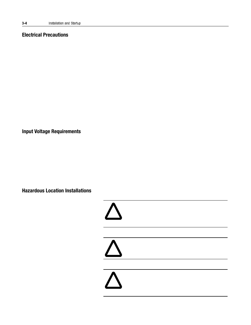 Electrical precautions, Input voltage requirements, Hazardous location installations | Electrical precautions -4, Input voltage requirements -4, Hazardous location installations -4 | Rockwell Automation 2706-LV2S_LV4S DL40 PLUS SLAVE USER MANUAL User Manual | Page 21 / 60