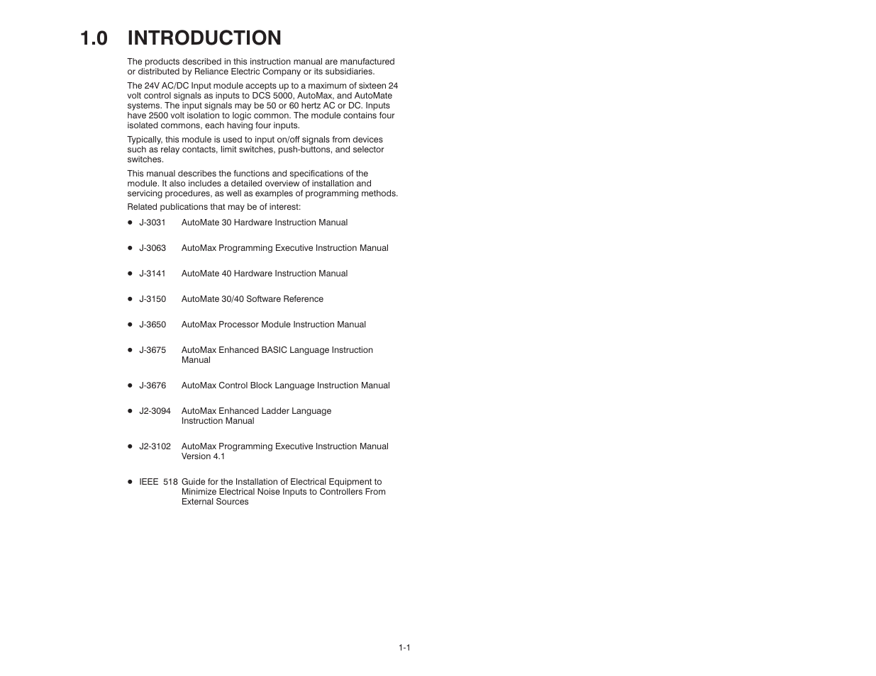 0 introduction | Rockwell Automation 61C516 AutoMax/AutoMate 24VAC/DC Input Module User Manual | Page 7 / 38