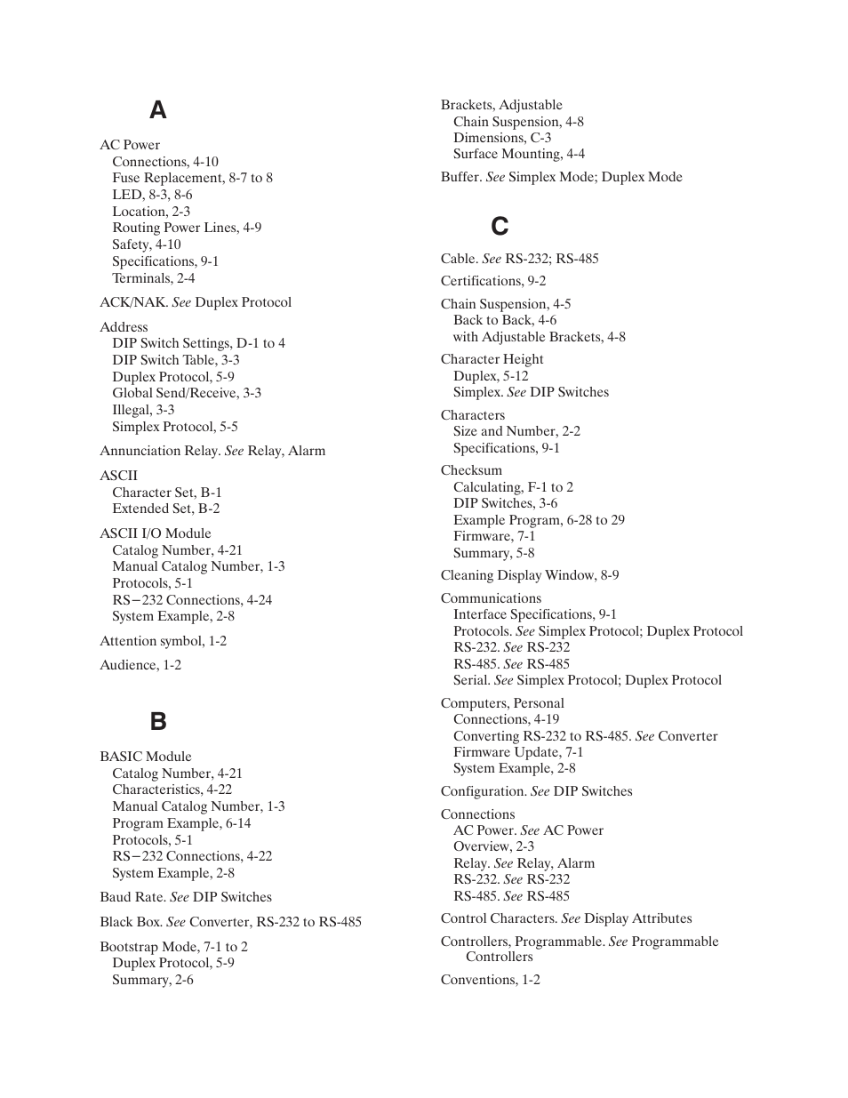 Index | Rockwell Automation 2706-F11J_F11JC_F21J_F21JC DL50 INSTALLATION MANUAL User Manual | Page 129 / 135