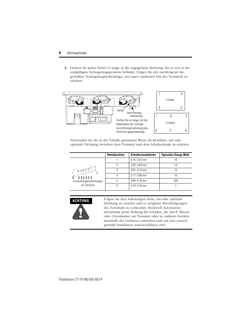 Rockwell Automation 2711P-RTFC Mounting Levers for PanelView Plus 400 and 600 Terminals User Manual | Page 8 / 16