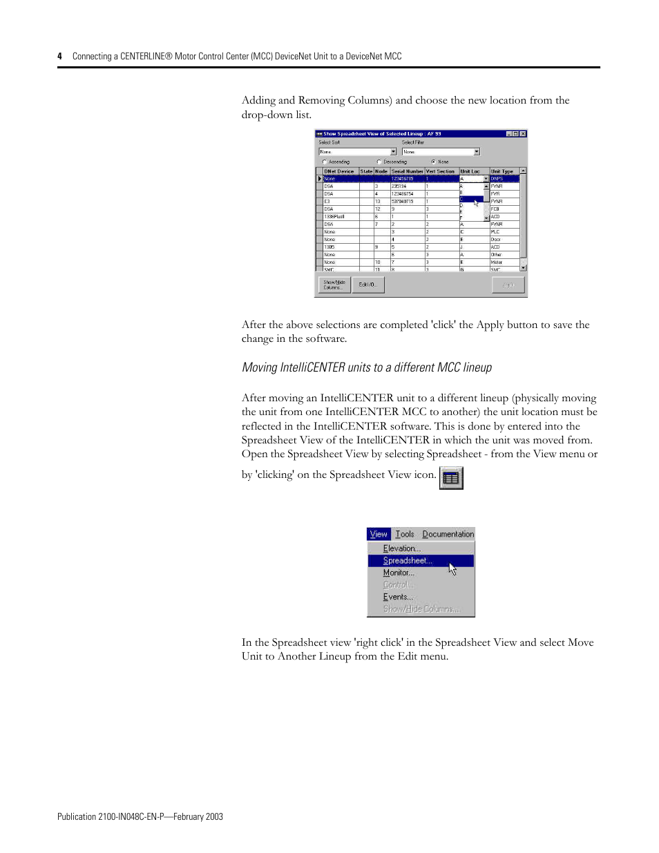 Rockwell Automation 2100 Connecting a CENTERLINE Motor Control Center DeviceNet Unit to a DeviceNet MCC User Manual | Page 4 / 6