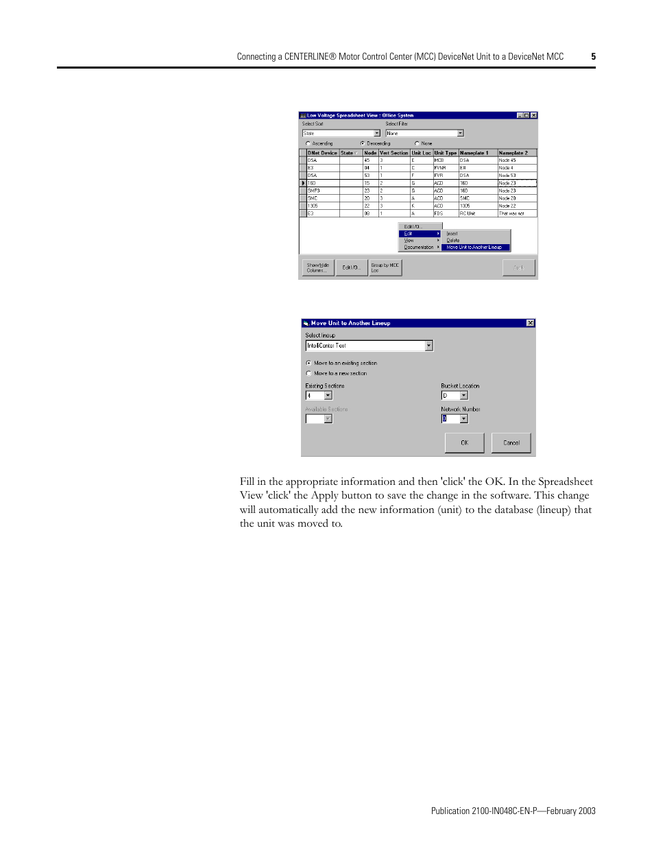 Rockwell Automation 2100 Connecting a CENTERLINE Motor Control Center DeviceNet Unit to a DeviceNet MCC User Manual | Page 5 / 6