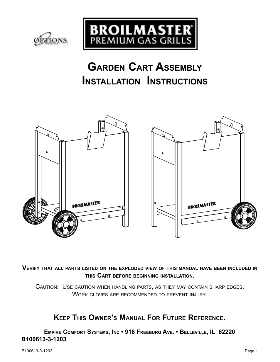 Broilmaster B100613-3-1203 User Manual | 8 pages