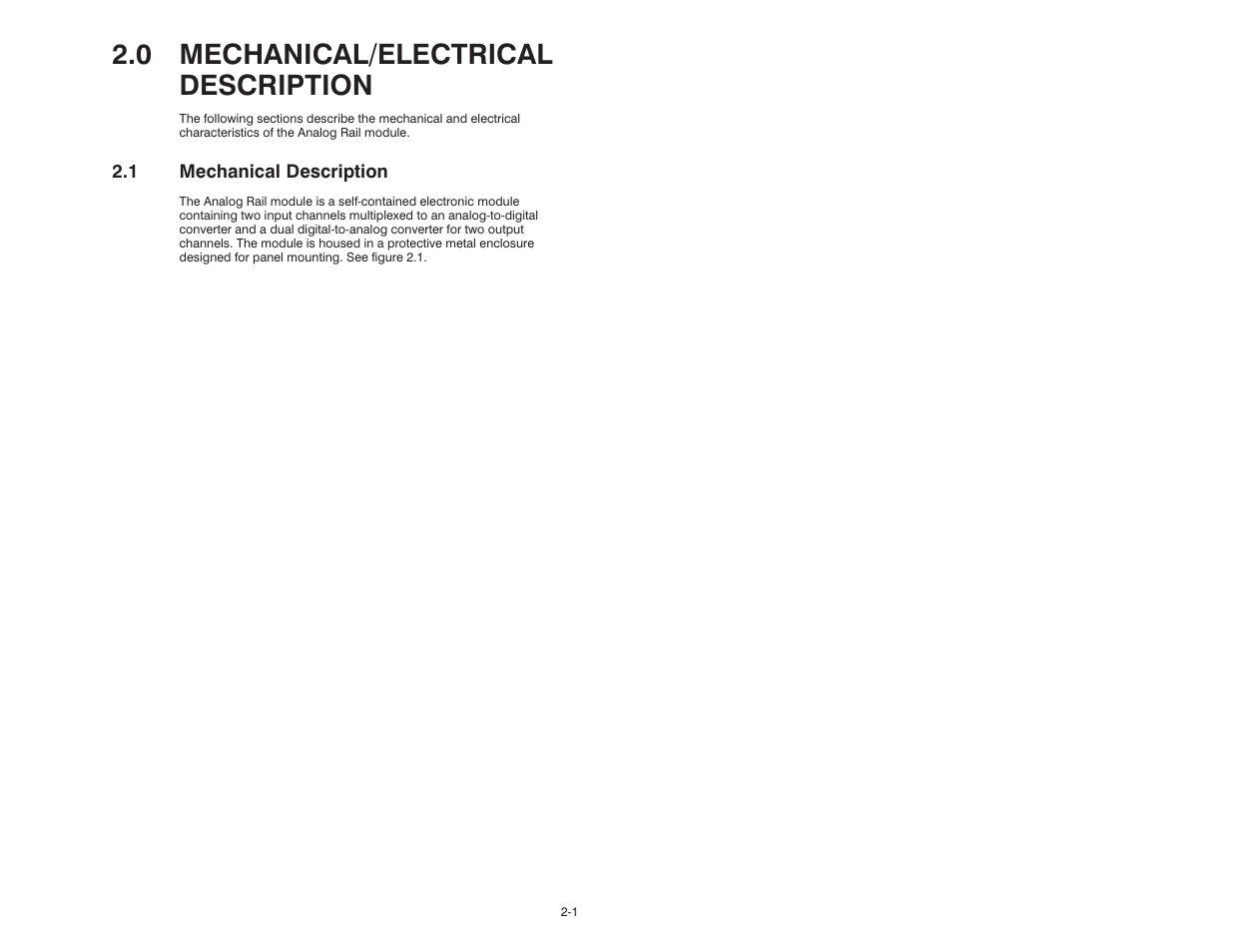 0 mechanical/electrical description, 1 mechanical description | Rockwell Automation 61C350 2-In/2-Out 0-10 Volt Analog Rail Module User Manual | Page 11 / 48