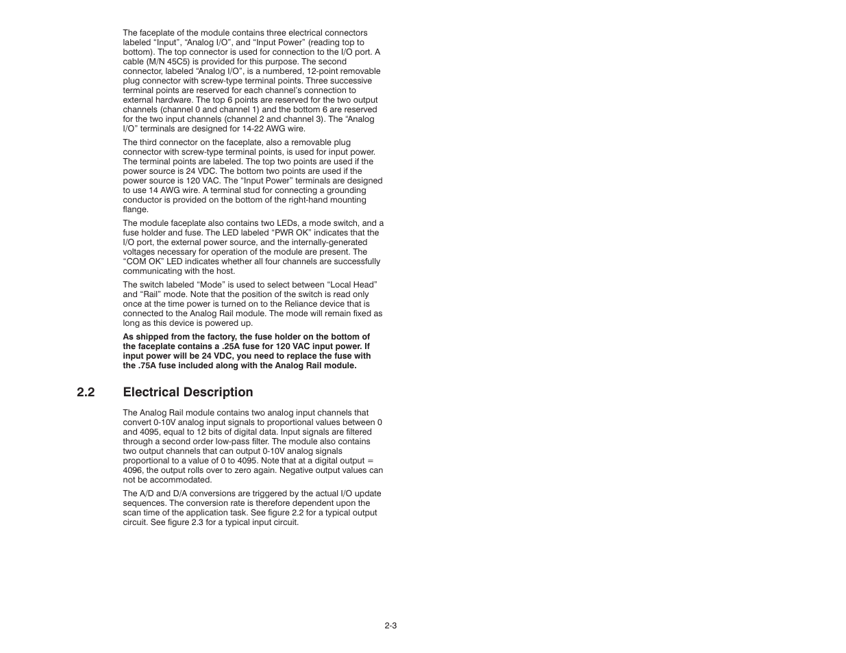 2 electrical description | Rockwell Automation 61C350 2-In/2-Out 0-10 Volt Analog Rail Module User Manual | Page 13 / 48