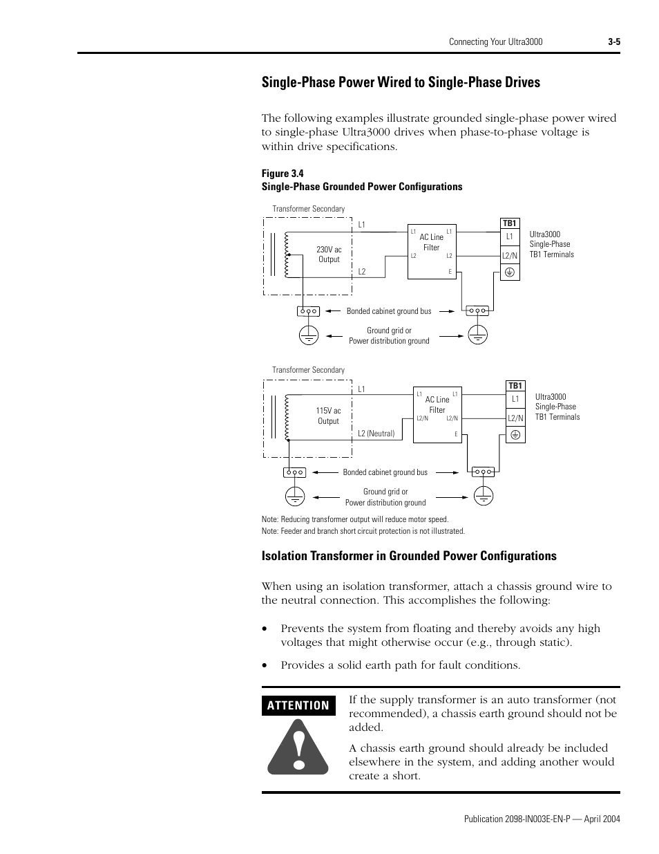 Single-phase power wired to single-phase drives | Rockwell Automation 2090 Ultra3000 Installation Manual User Manual | Page 101 / 194