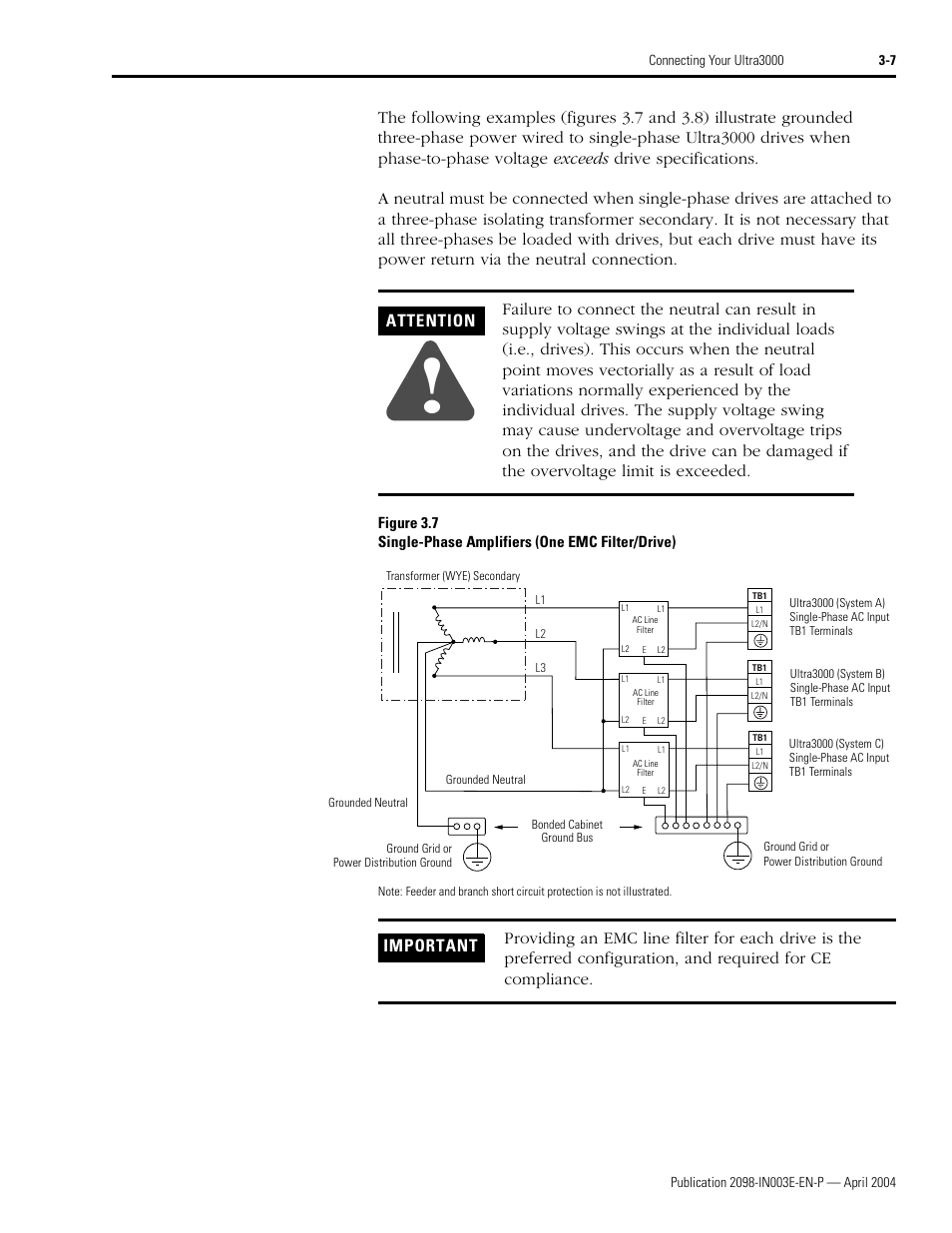 Attention | Rockwell Automation 2090 Ultra3000 Installation Manual User Manual | Page 103 / 194