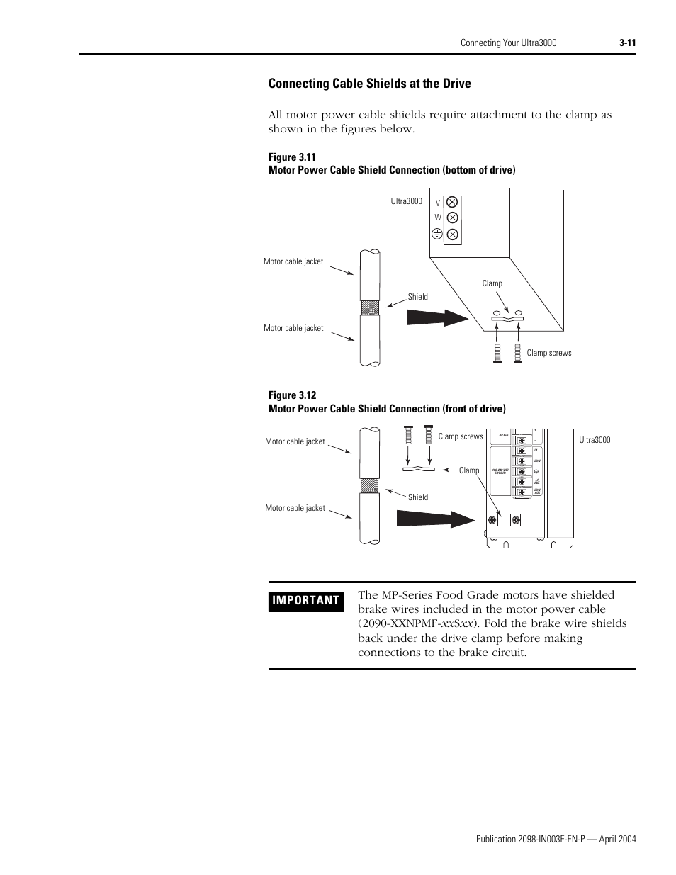 Connecting cable shields at the drive | Rockwell Automation 2090 Ultra3000 Installation Manual User Manual | Page 107 / 194