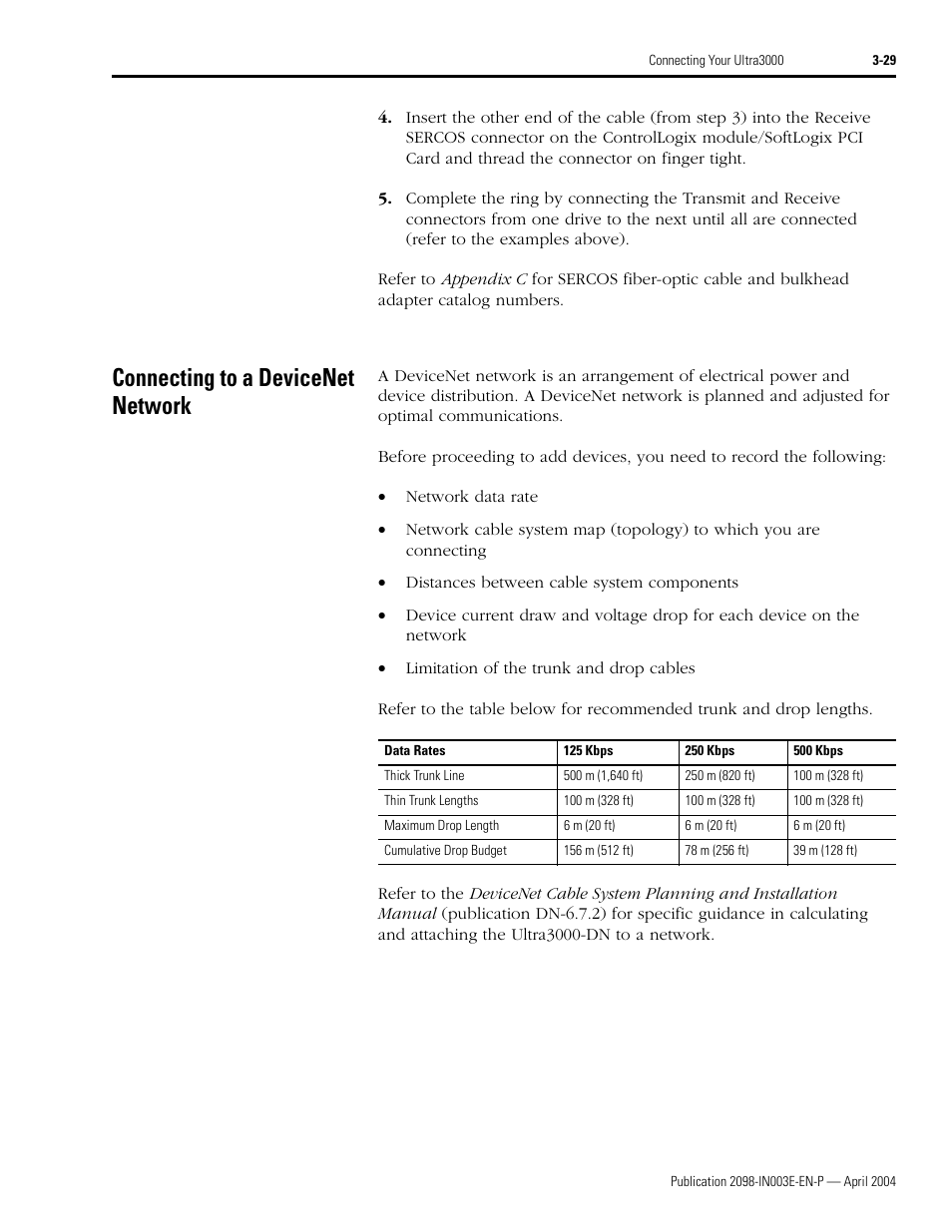 Connecting to a devicenet network | Rockwell Automation 2090 Ultra3000 Installation Manual User Manual | Page 125 / 194