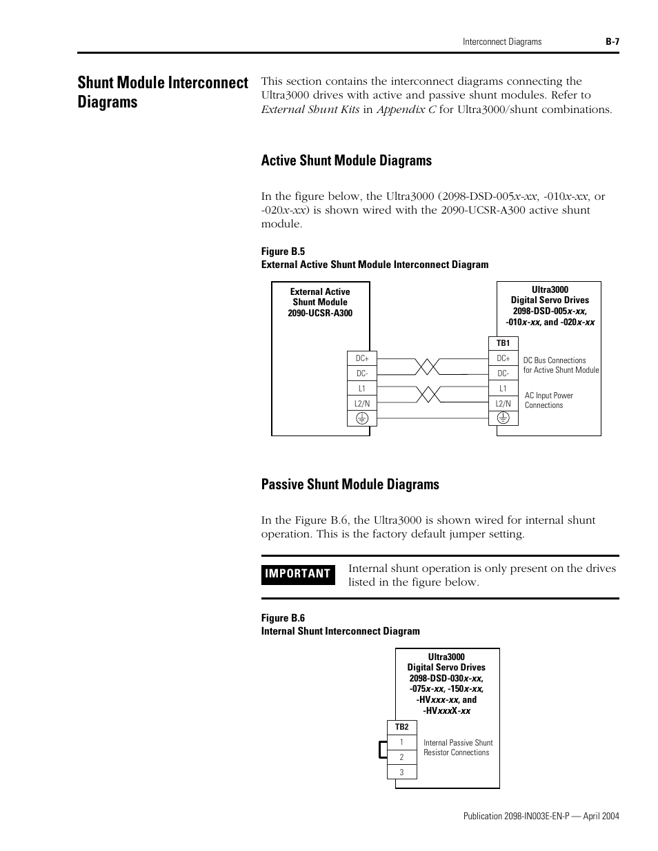 Shunt module interconnect diagrams, Active shunt module diagrams, Passive shunt module diagrams | Rockwell Automation 2090 Ultra3000 Installation Manual User Manual | Page 161 / 194