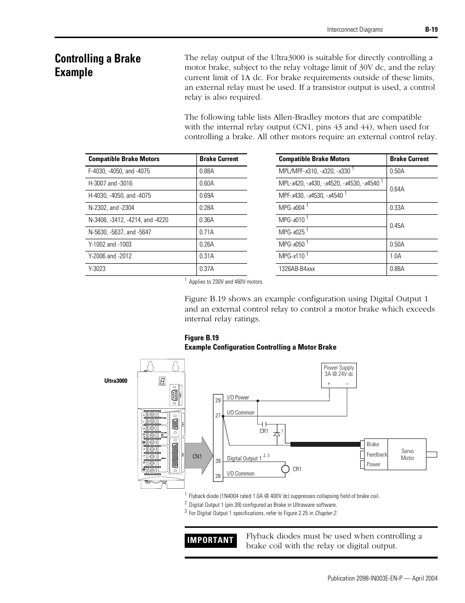 Controlling a brake example | Rockwell Automation 2090 Ultra3000 Installation Manual User Manual | Page 173 / 194