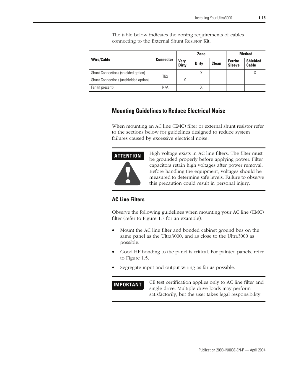 Mounting guidelines to reduce electrical noise | Rockwell Automation 2090 Ultra3000 Installation Manual User Manual | Page 39 / 194