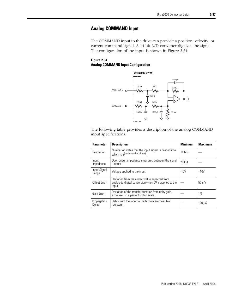 Analog command input | Rockwell Automation 2090 Ultra3000 Installation Manual User Manual | Page 79 / 194