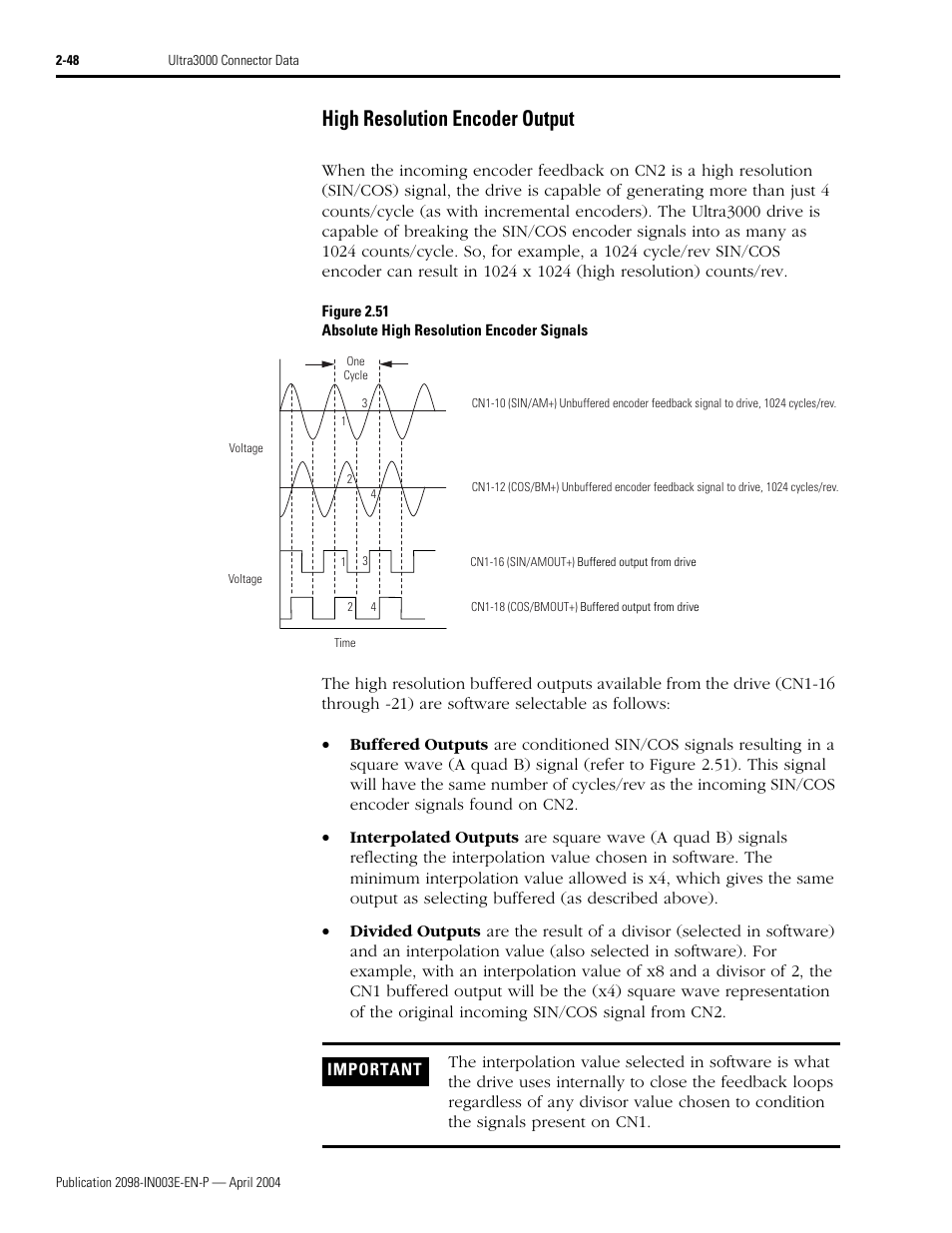 High resolution encoder output | Rockwell Automation 2090 Ultra3000 Installation Manual User Manual | Page 90 / 194