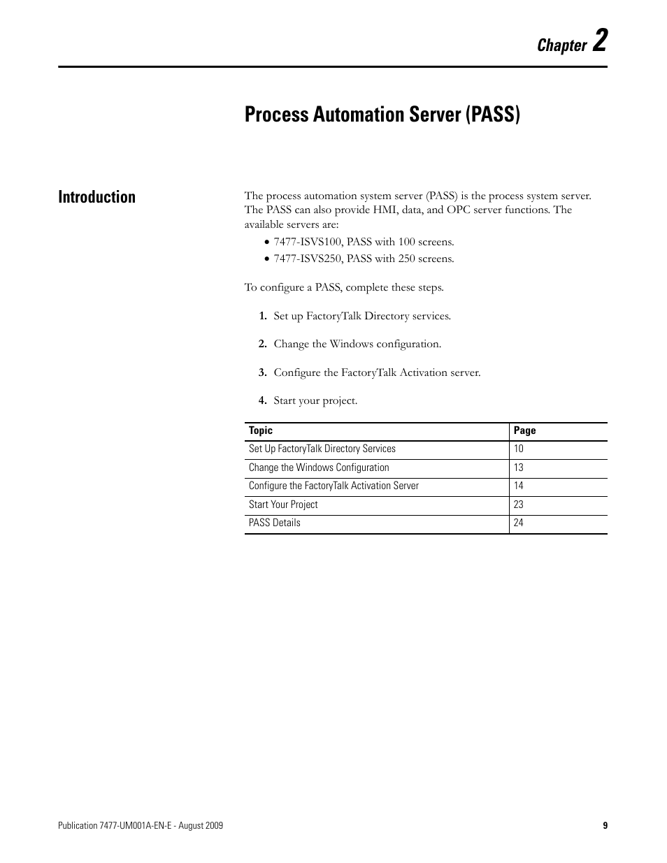 2 - process automation server (pass), Introduction, Chapter 2 | Process automation server (pass), Chapter | Rockwell Automation 7477-IC2VC PlantPAx Server and Workstation Bundles User Manual User Manual | Page 9 / 35