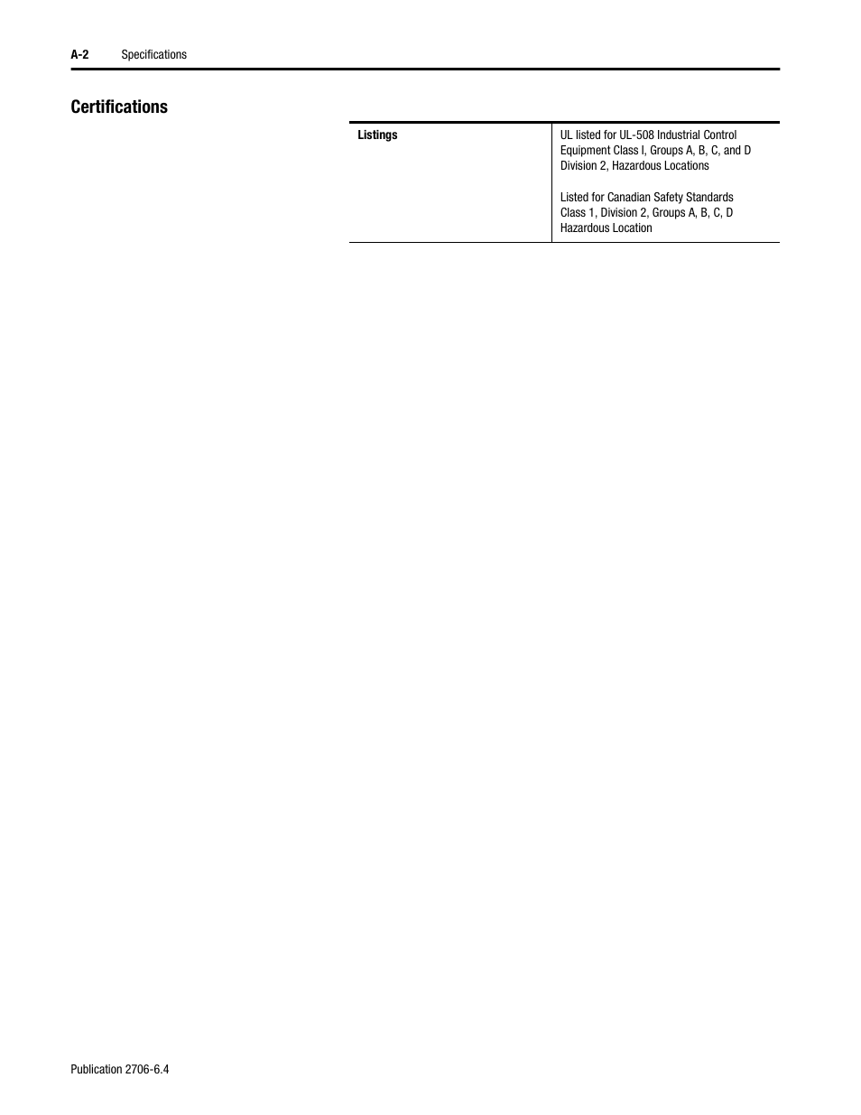 Certifications | Rockwell Automation 2706-D11JS_D21JS Dataliner DL5 Slave Displays User Manual | Page 42 / 49
