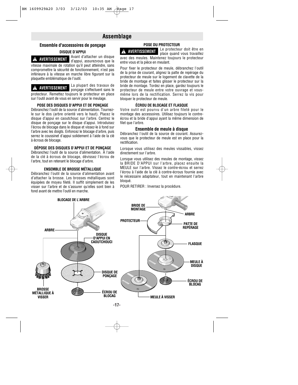 Assemblage | Bosch 1752 User Manual | Page 17 / 32