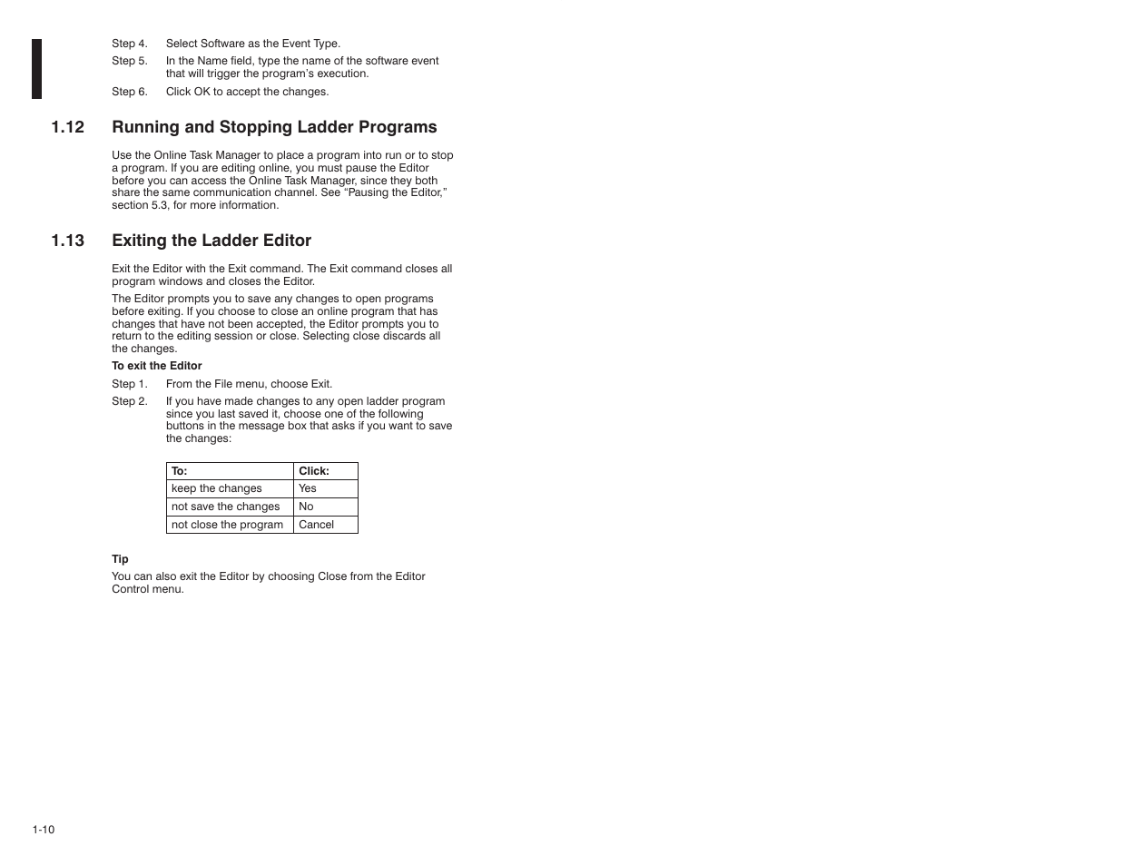 12 running and stopping ladder programs, 13 exiting the ladder editor | Rockwell Automation AutoMax Enhanced Ladder Editor User Manual | Page 18 / 96