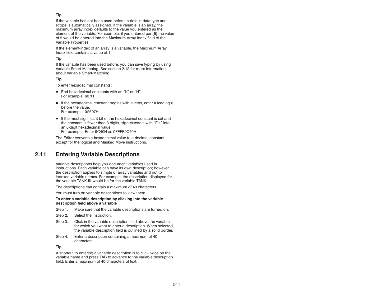 11 entering variable descriptions | Rockwell Automation AutoMax Enhanced Ladder Editor User Manual | Page 29 / 96
