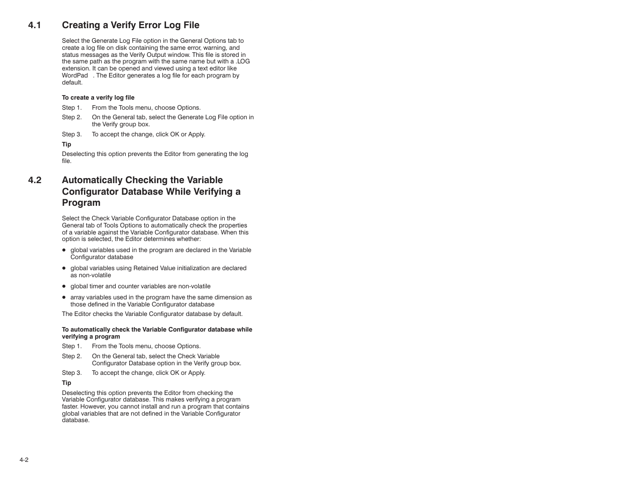 1 creating a verify error log file | Rockwell Automation AutoMax Enhanced Ladder Editor User Manual | Page 44 / 96