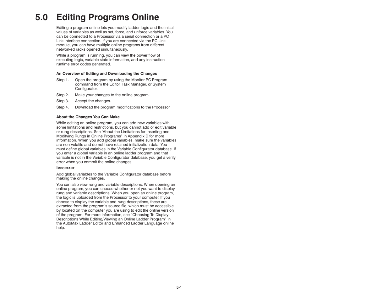 0 - editing programs online, 0 editing programs online | Rockwell Automation AutoMax Enhanced Ladder Editor User Manual | Page 47 / 96