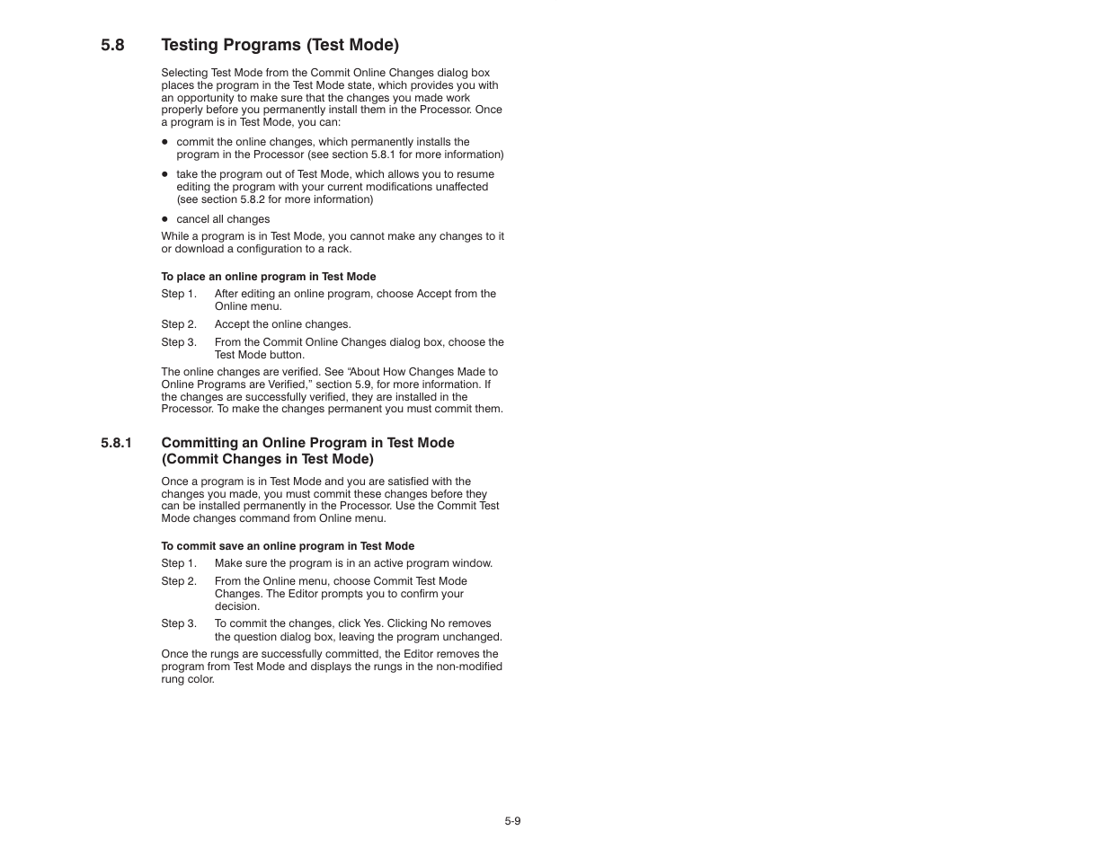 8 testing programs (test mode) | Rockwell Automation AutoMax Enhanced Ladder Editor User Manual | Page 55 / 96