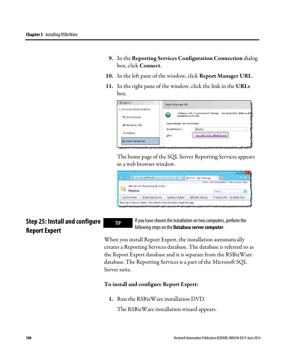 Step 25: install and configure report expert | Rockwell Automation RSBizWare Administration Guide User Manual | Page 100 / 312