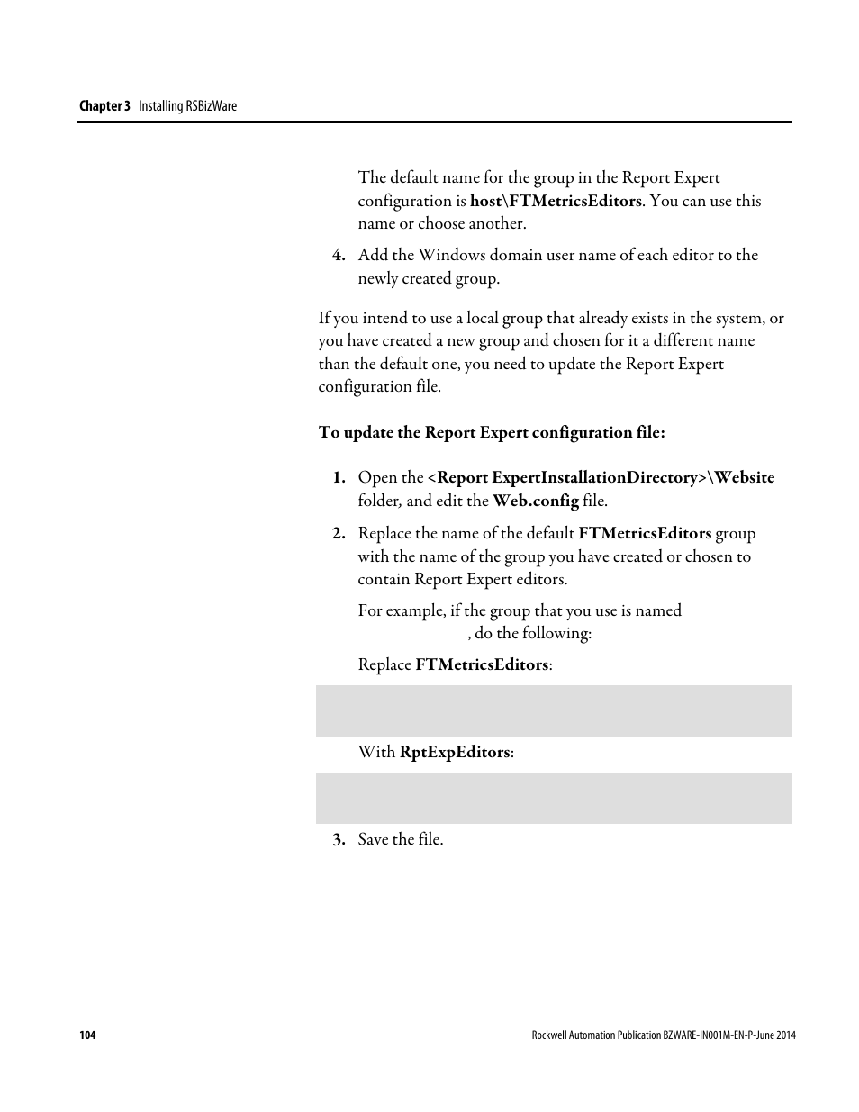 Rockwell Automation RSBizWare Administration Guide User Manual | Page 104 / 312
