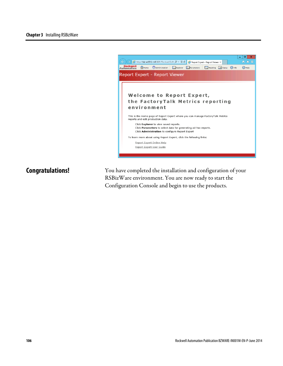 Congratulations | Rockwell Automation RSBizWare Administration Guide User Manual | Page 106 / 312