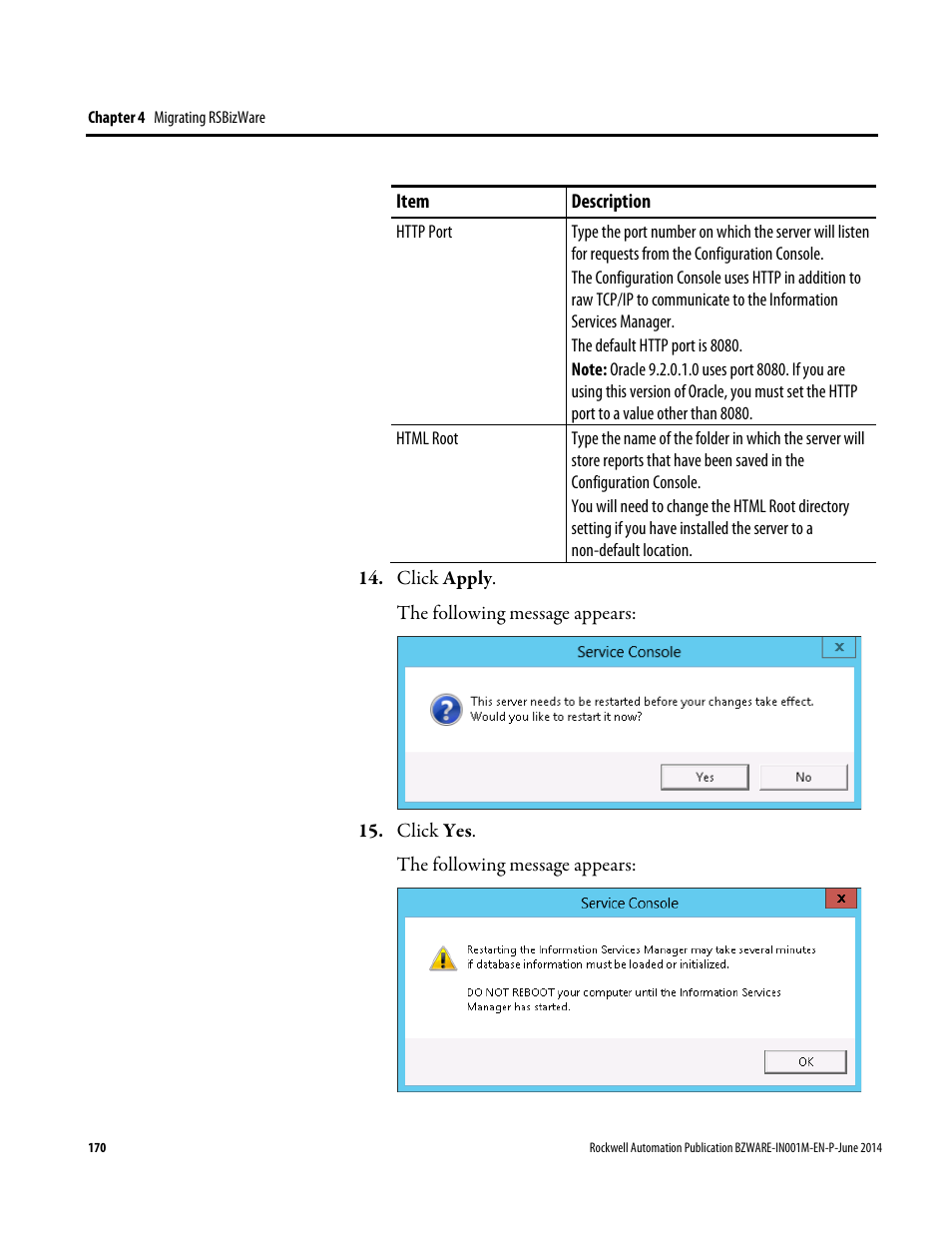 Rockwell Automation RSBizWare Administration Guide User Manual | Page 170 / 312