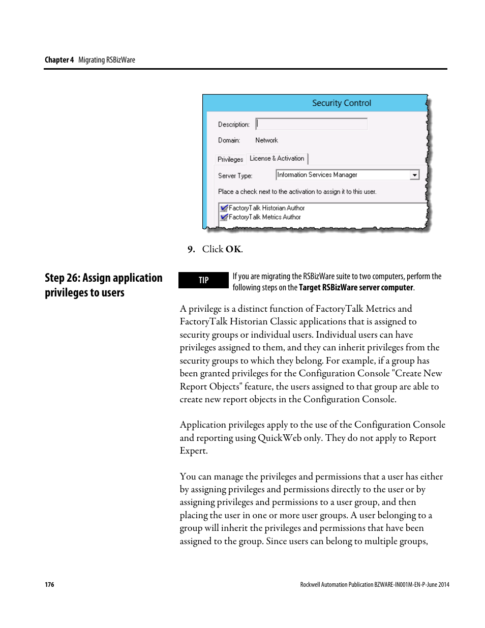 Step 26: assign application privileges to users, E 176) | Rockwell Automation RSBizWare Administration Guide User Manual | Page 176 / 312