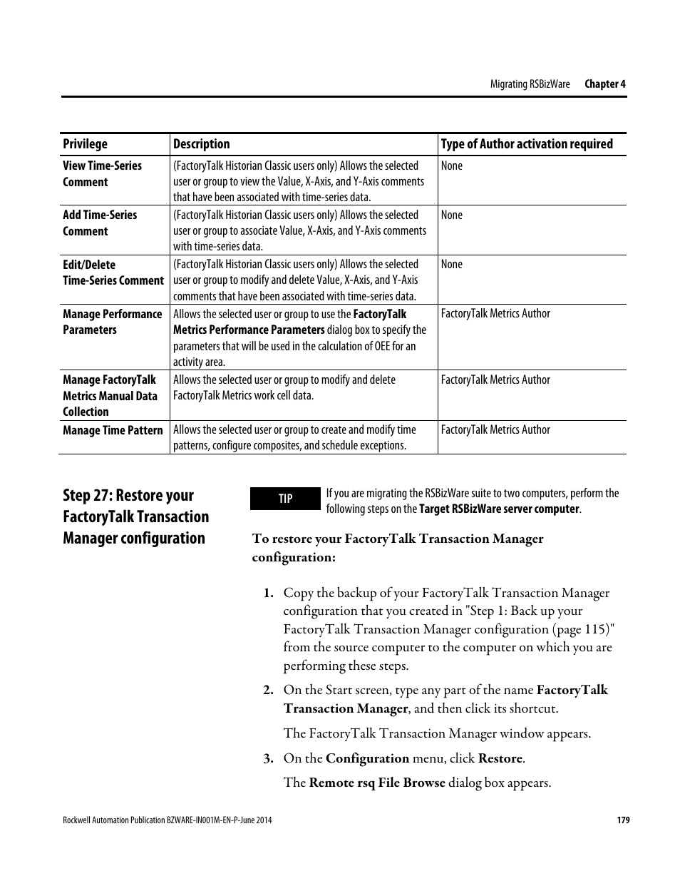 Rockwell Automation RSBizWare Administration Guide User Manual | Page 179 / 312