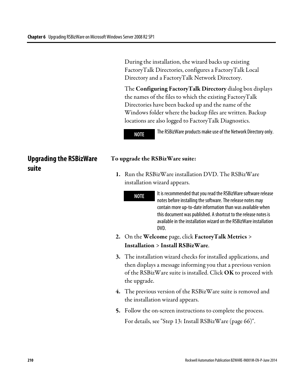 Upgrading the rsbizware suite | Rockwell Automation RSBizWare Administration Guide User Manual | Page 210 / 312