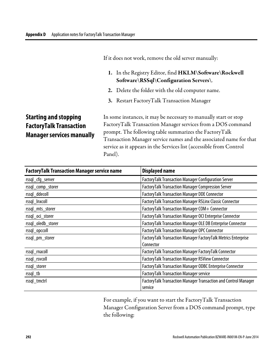 Services manually | Rockwell Automation RSBizWare Administration Guide User Manual | Page 292 / 312