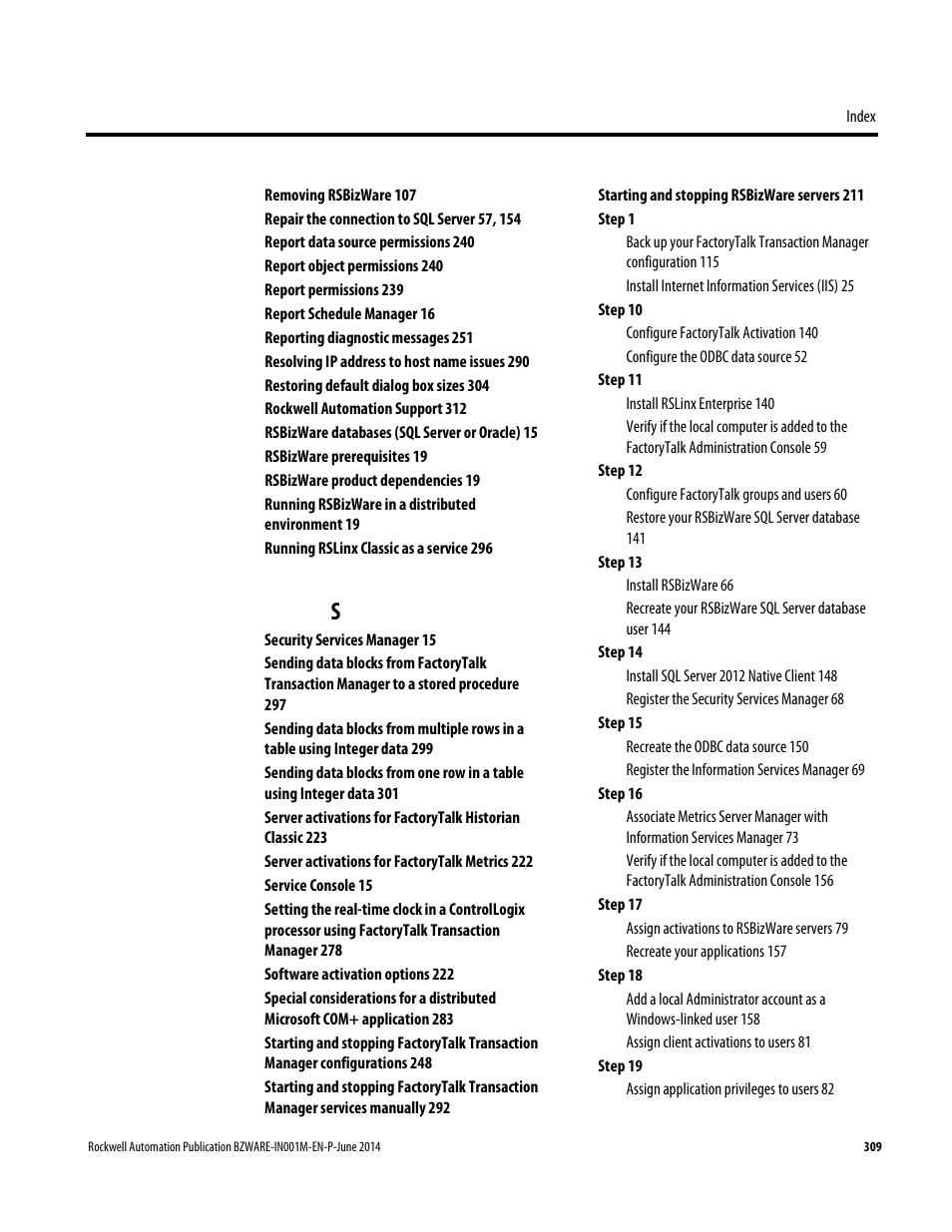 Rockwell Automation RSBizWare Administration Guide User Manual | Page 309 / 312