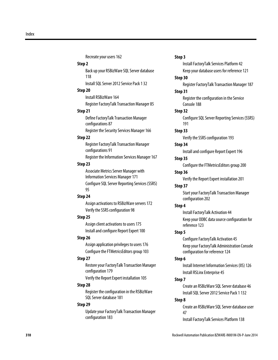 Rockwell Automation RSBizWare Administration Guide User Manual | Page 310 / 312