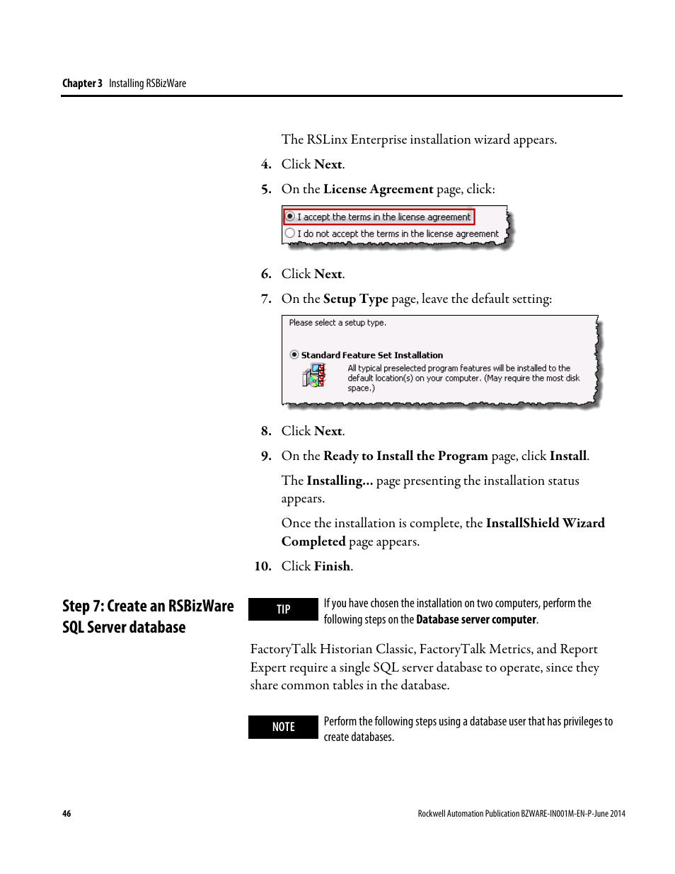 Step 7: create an rsbizware sql server database | Rockwell Automation RSBizWare Administration Guide User Manual | Page 46 / 312