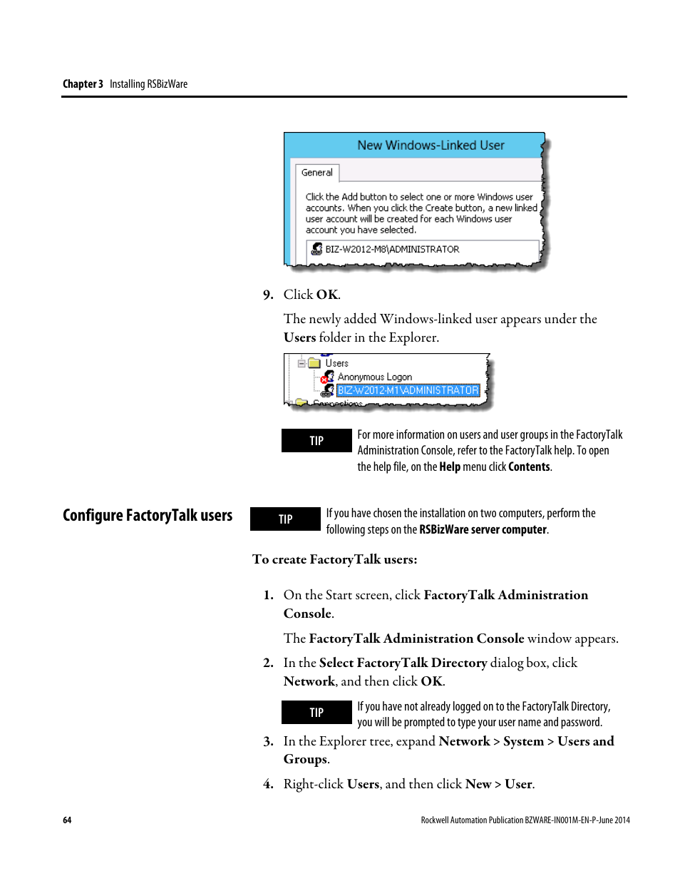 Configure factorytalk users | Rockwell Automation RSBizWare Administration Guide User Manual | Page 64 / 312