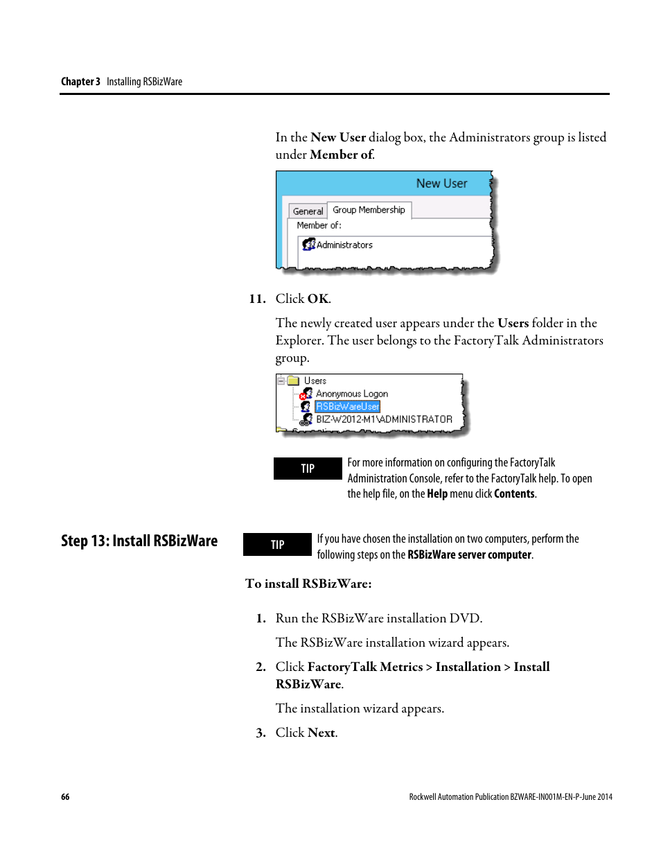 Step 13: install rsbizware | Rockwell Automation RSBizWare Administration Guide User Manual | Page 66 / 312