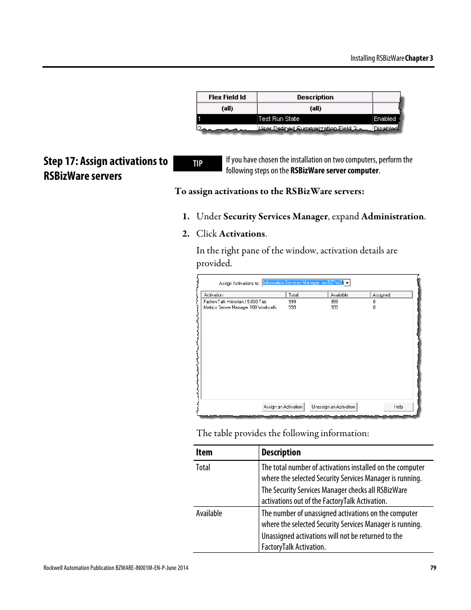 Step 17: assign activations to rsbizware servers | Rockwell Automation RSBizWare Administration Guide User Manual | Page 79 / 312