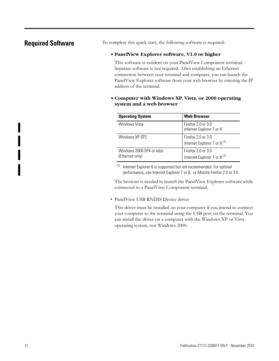 Required software | Rockwell Automation 2711C-xxxx PanelView Component HMI Terminals Quick Start User Manual | Page 12 / 110