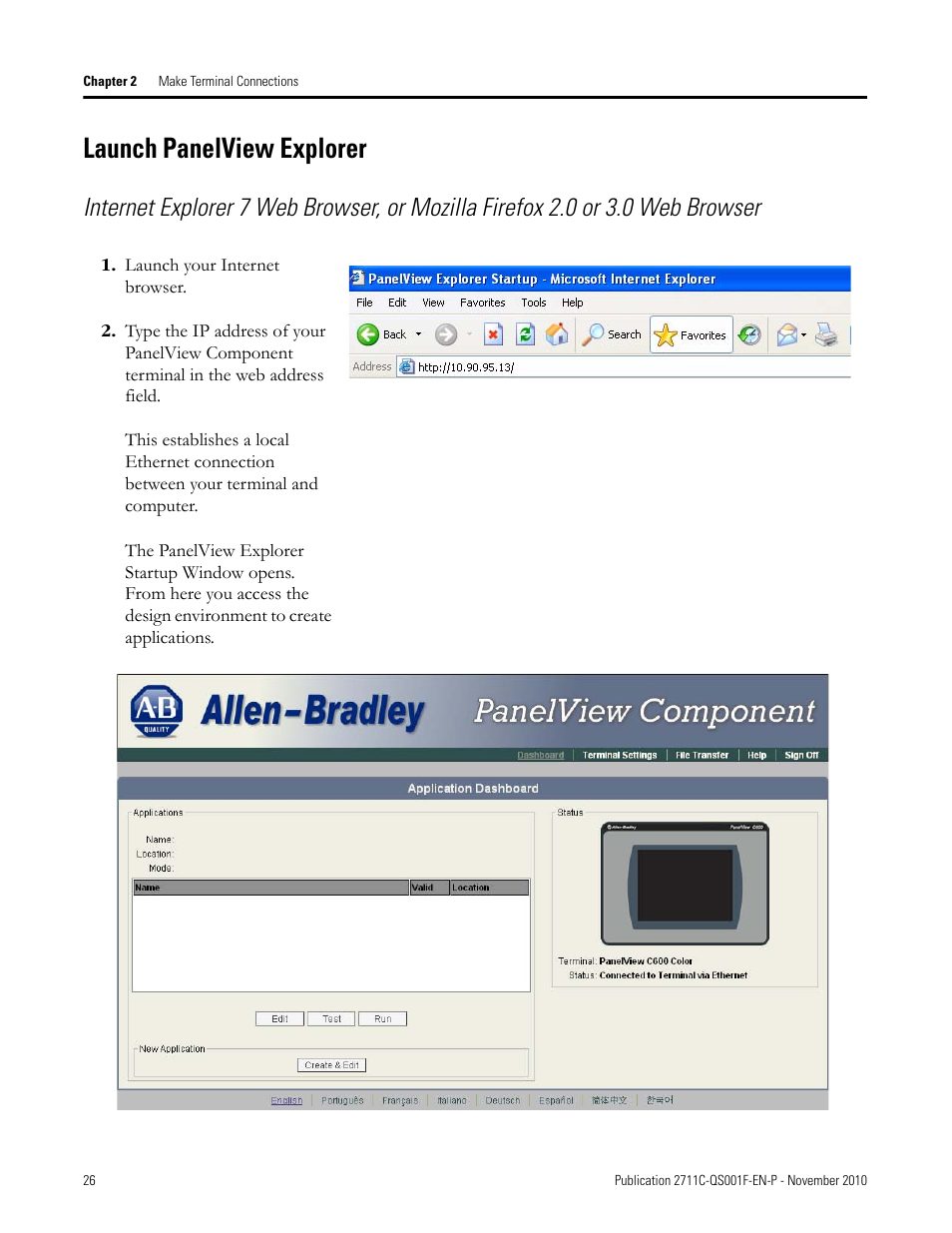 Launch panelview explorer, Launch, Panelview | Explorer | Rockwell Automation 2711C-xxxx PanelView Component HMI Terminals Quick Start User Manual | Page 26 / 110