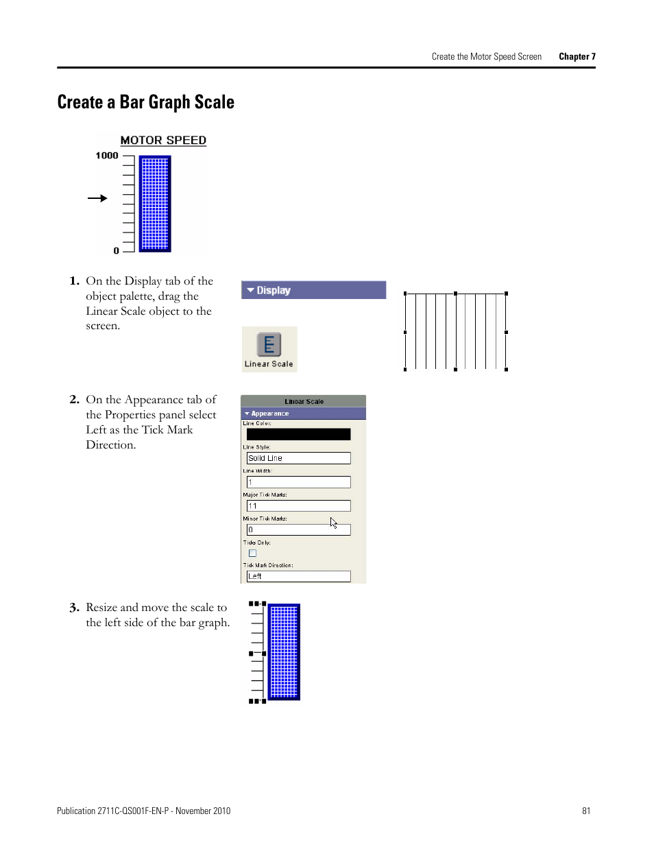 Create a bar graph scale, Create a bar, Graph scale | Rockwell Automation 2711C-xxxx PanelView Component HMI Terminals Quick Start User Manual | Page 81 / 110