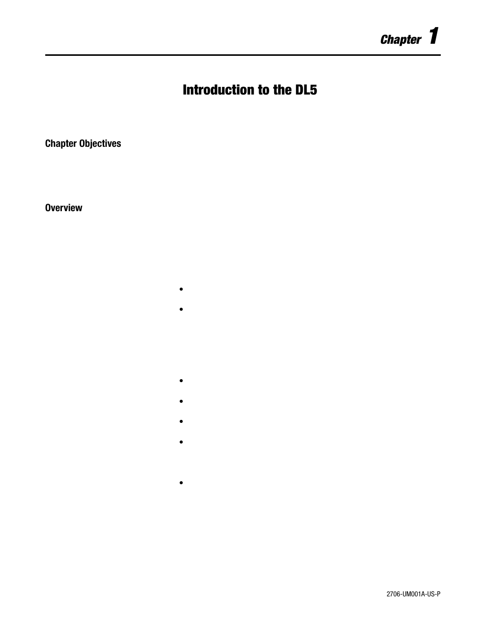 1 - introduction to the dl5, Chapter objectives, Overview | Introduction to the dl5, Chapter | Rockwell Automation 2706-DXX Dataliner Message Display DL5 Series User Manual | Page 11 / 119