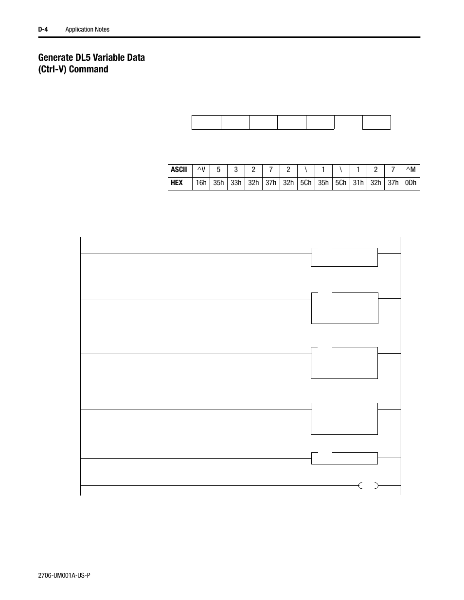 Generate dl5 variable data (ctrl-v) command | Rockwell Automation 2706-DXX Dataliner Message Display DL5 Series User Manual | Page 112 / 119