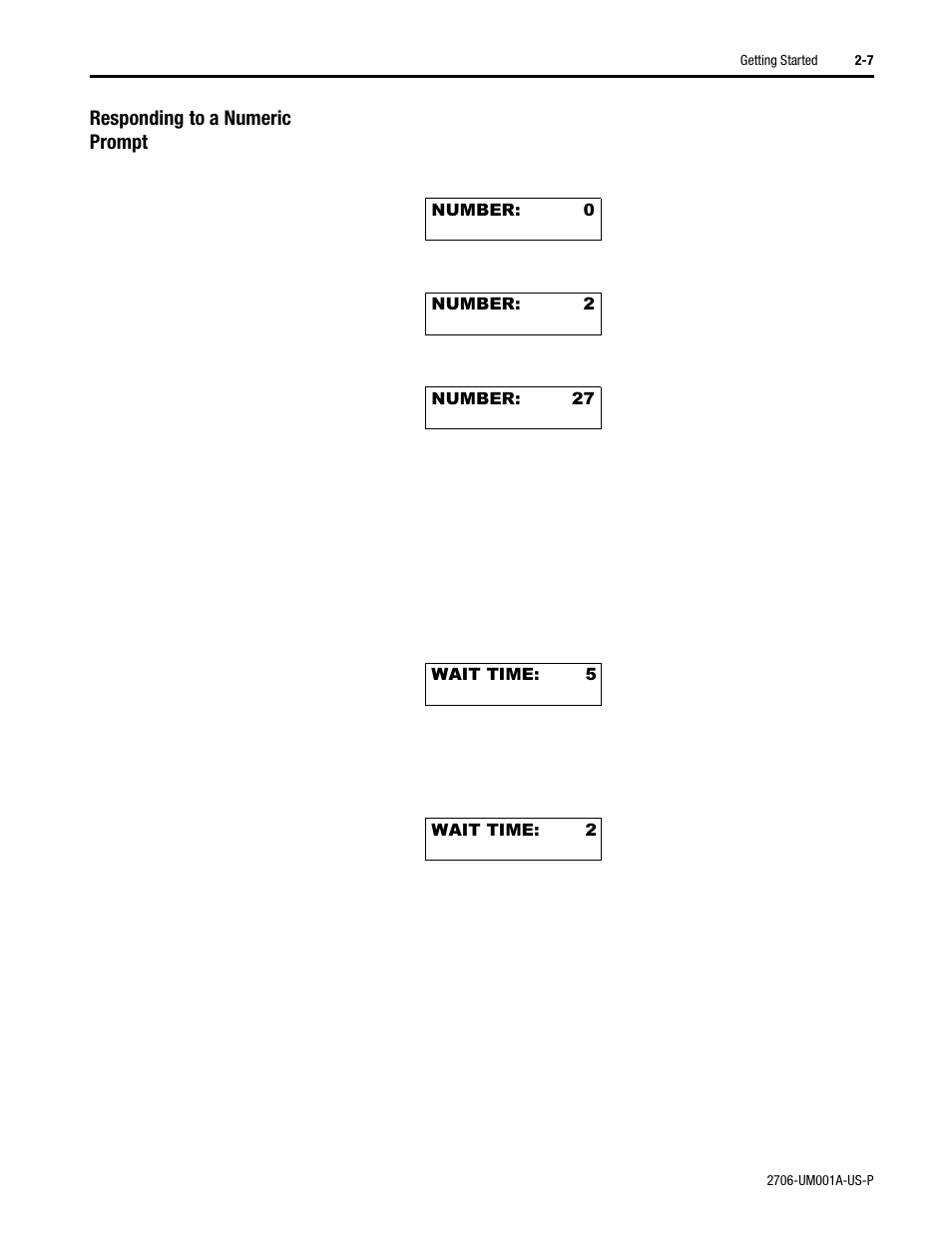 Responding to numeric prompt | Rockwell Automation 2706-DXX Dataliner Message Display DL5 Series User Manual | Page 21 / 119
