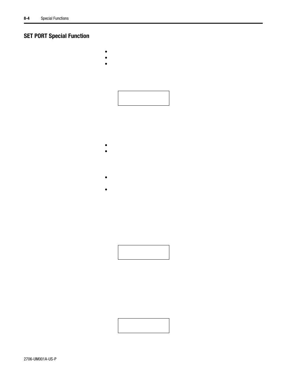 Set port special function | Rockwell Automation 2706-DXX Dataliner Message Display DL5 Series User Manual | Page 68 / 119