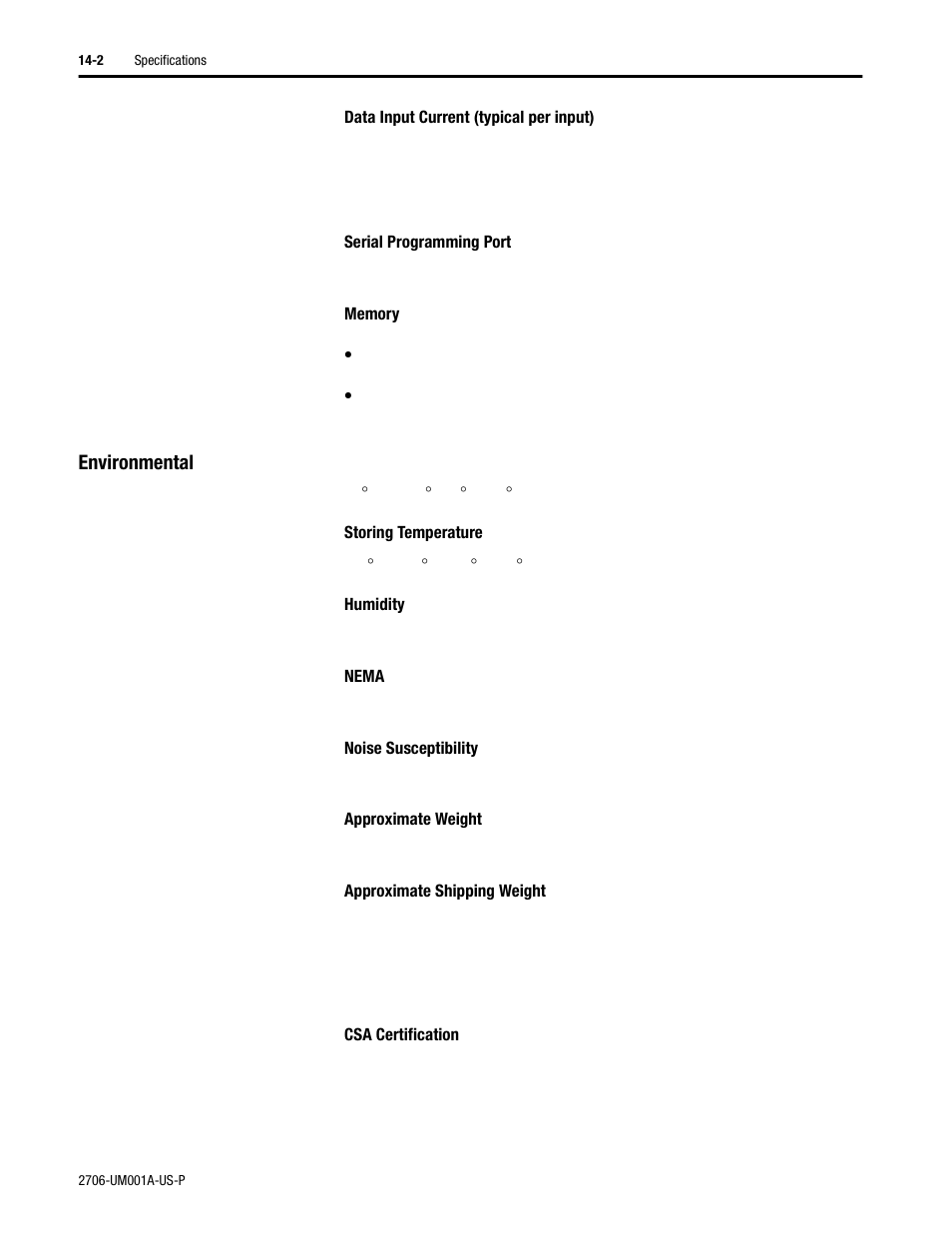 Environmental | Rockwell Automation 2706-DXX Dataliner Message Display DL5 Series User Manual | Page 98 / 119